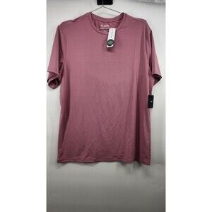 01 Algo Men's Large Pink Microstripe Mesh‎ Performance Short Sleeve Crew Top NWT